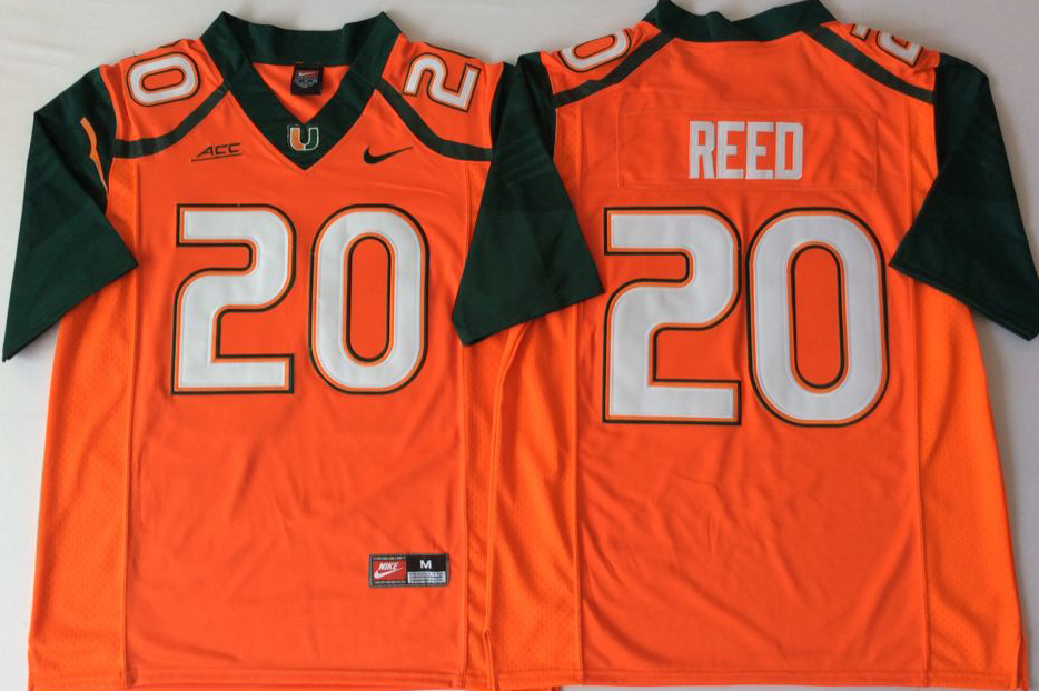 Men Miami Hurricanes 20 Reed Orange Nike Stitched NCAA Jersey
